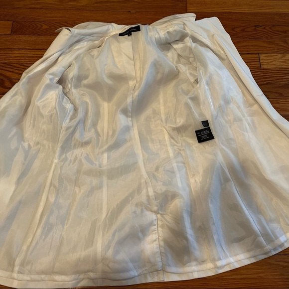 Black Rivet White Long Trench Coat with Removable Hood Large - Picture 6 of 10